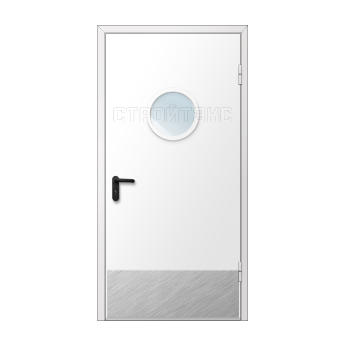 Дверь противопожарная металлическая остекленная EIS60 D300 с накладкой из нержавеющей стали
