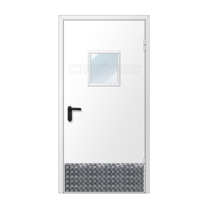 Дверь противопожарная металлическая остекленная EIS60 300х400 с алюминиевой накладкой