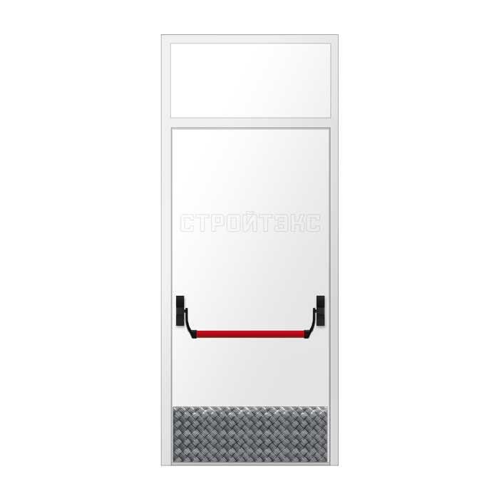 Дверь противопожарная металлическая EIS60 Антипаника с фрамугой и накладкой из алюминия