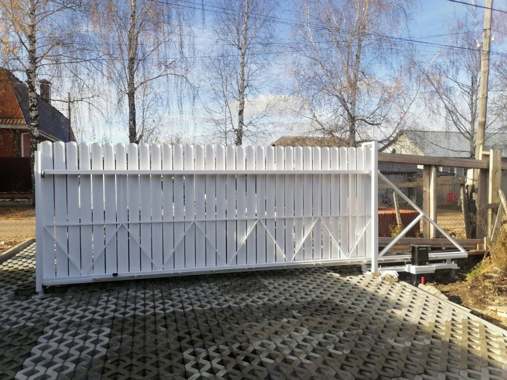 откатные ворота штакетник